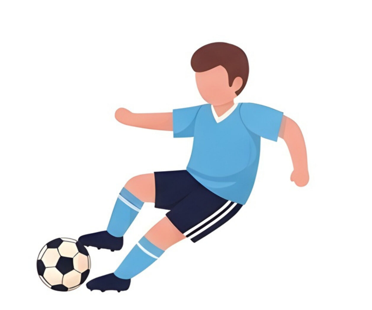 A collection of dynamic flat vector illustrations showing soccer players in action, a championship trophy, and other football game elements